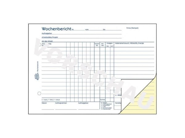 Avery Zweckform - Ukerapport - 50 ark - A5 (148 x 210 mm) - landskap - dublett
