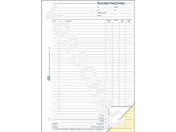 Avery Zweckform - Timeskjema - 40 ark - A4 (210 x 297 mm) - dublett - karbonfri