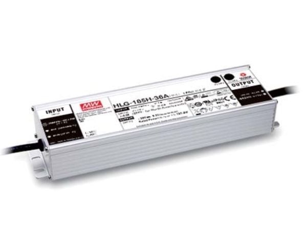 MEAN WELL HLG-185H-36, 187,2 W, IP67, 62000 timer, -40 - 90 °C, 90 ~ 305 V, 47 - 63 Hz