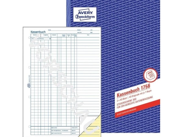 Avery Zweckform - Kassebok - 40 ark - A4 (210 x 297 mm) - dublett - karbonfri