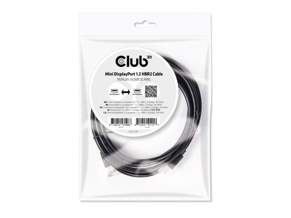 Club 3D - DisplayPort-kabel - Mini DisplayPort (hann) til Mini DisplayPort (hann) - DisplayPort 1.2a - 2 m - 4K-støtte