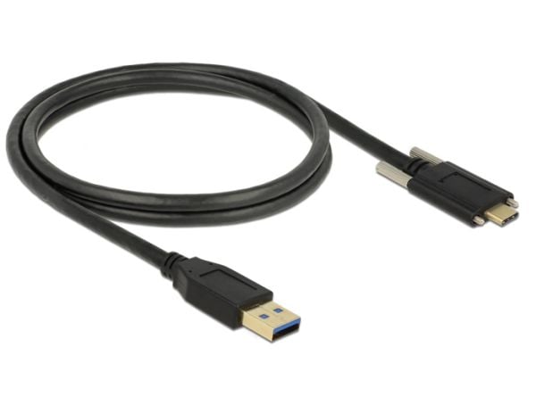 Delock - USB-kaapeli - USB Type A (han) til USB-C (han) - USB 3.1 Gen 2 - 3 A - 1 m - tommelskruer - sort