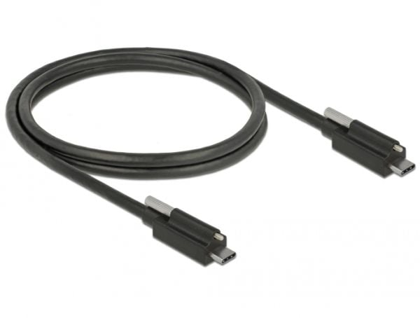 Delock - USB-kabel - USB-C (hann) til USB-C (hann) - USB 3.1 Gen 2 - 3 A - 1 m - tommelskruer - svart