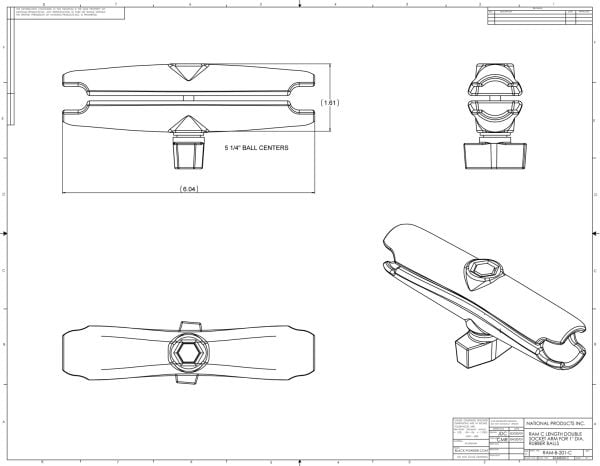 RAM Mounts RAM-B-201U-C, Musta, 152,4 mm, 240,4 g