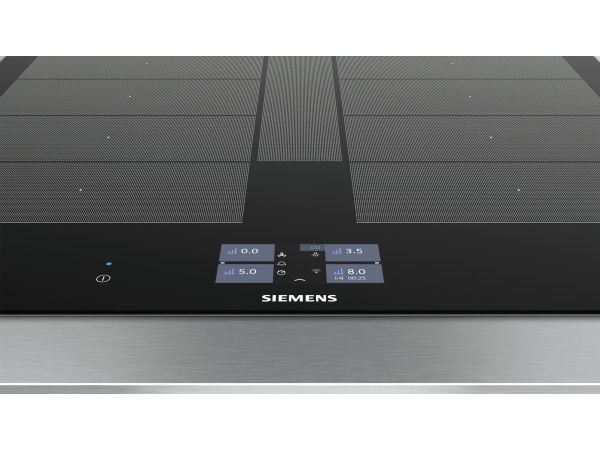 Siemens iQ700 EX675JYW1E - Induksjonskomfyrtopp - 4 plater - Nisje - bredde: 56 cm - dybde: 49 cm - med sidepynt av rustfritt stål - svart