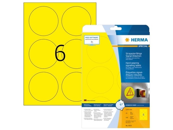 HERMA Special - Matt - selvklebende - gul - 85 x 85 mm 150 etikett(er) (25 ark x 6) filmetiketter