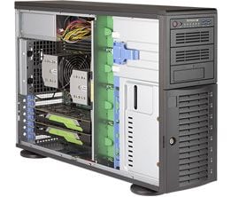 Supermicro SuperServer 7049A-T - Server - tower 4U - toveis - ingen CPU - RAM 0 GB - SATA - hot-swap 3.5" brønn(er) - uten HDD - AST2500 - Gigabit ...