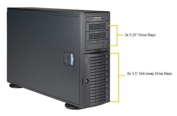 Supermicro SuperServer 7049A-T - Server - tower 4U - toveis - ingen CPU - RAM 0 GB - SATA - hot-swap 3.5" brønn(er) - uten HDD - AST2500 - Gigabit ...