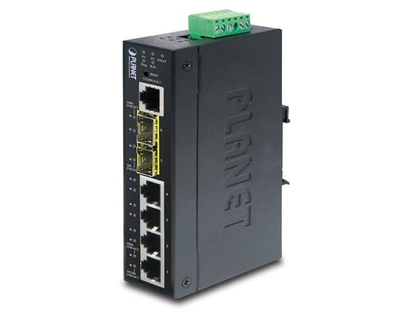 PLANET IGS-5225-4T2S - Switch - L2+ - Styrt - 4 x 10/100/1000 + 2 x SFP - DIN-skinnemonterbar - AC 24 V / DC 12 - 48 V