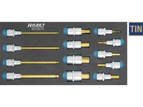 HAZET 163-220/13, Støpselsett, 1/2", Metrisk/imperisk, 13 hoder, 34,2 cm, 172 mm