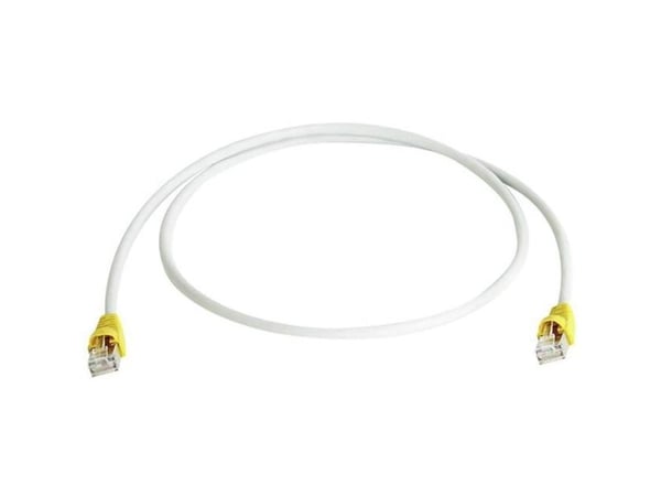 Telegärtner Patch cable S-FTP Cat.7, 0,5 m cable boot yellow, LSZH grey, Cross-Over, 0,5 m