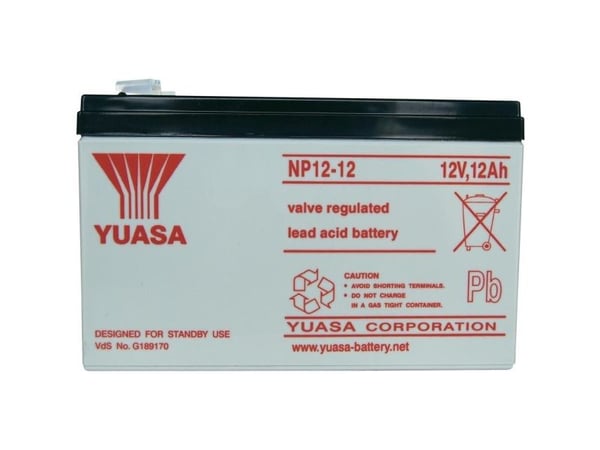 Yuasa NP1.2-12, Forseglet blysyre (VRLA), 12 V, 1 stykker, Sort, Hvit, 1,2 Ah, 580 g