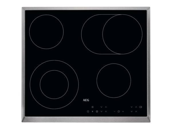 AEG HK634060XB - Keramisk häll - 4 kokplattor - Fördjupning - bredd: 56 cm - djup: 49 cm - med kanter i rostfritt stål - svart