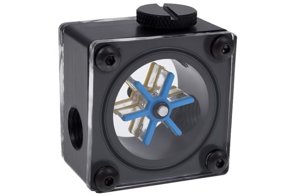 Alphacool Eisflugel - Vannstrømningsindikator for væskekjølesystem - svart, blå, gul, gjennomsiktig