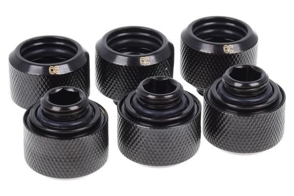 Alphacool Eiszapfen HardTube 16mm - Armatur for væskekjølesystemkompresjon - mørkesvart (en pakke 6)