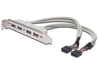 ASSMANN - USB-panel - 10 pin IDC (hunn) til USB (hunn) - 25 cm - formstøpt - beige