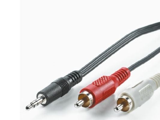 ROLINE 11.09.4345, 3.5mm, Hanstik, 2 x RCA, Hanstik, 5 m, Musta