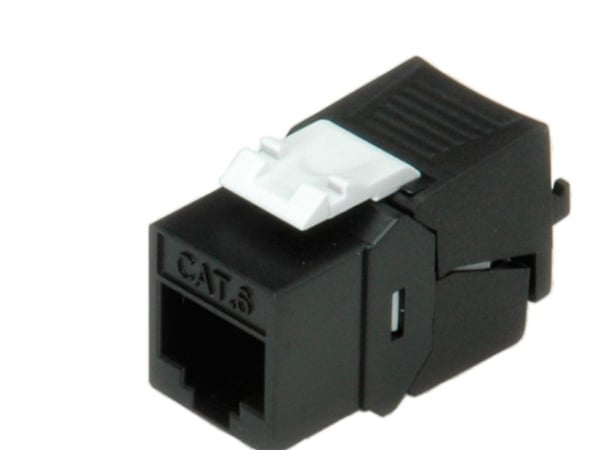 ROLINE Cat.6/Class E Keystone Jack, RJ-45, unshielded, toolless, black, Musta