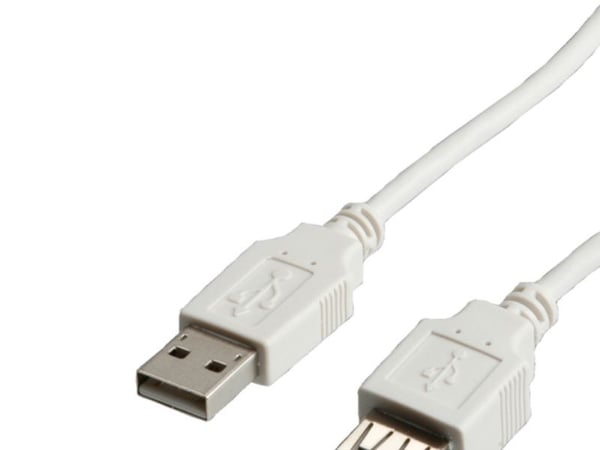 VALUE USB 2.0 Cable, Type A, 3.0 m, 3 m, USB A, USB A, Hankjønn/hunkjønn, 0,48 Gbit/s, Hvit