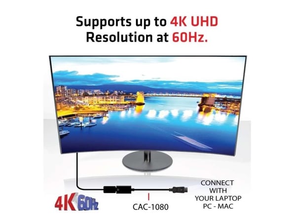 Club 3D - Video adapter - DisplayPort hann til HDMI hunn - 19.17 cm - 4K-støtte