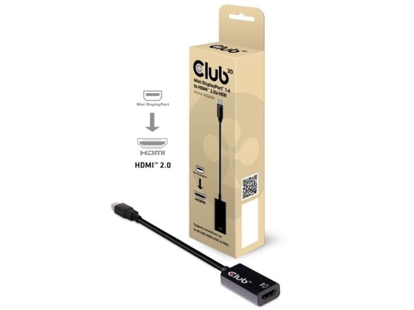 Club 3D - Video adapter - Mini DisplayPort hann til HDMI hunn - 16.86 cm - 4K-støtte