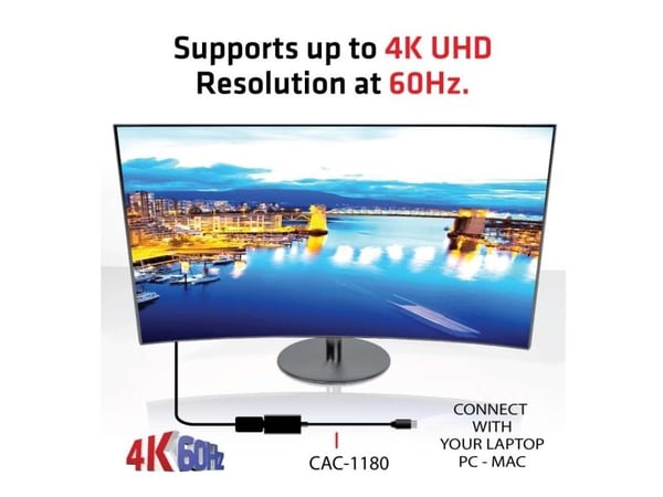Club 3D - Video adapter - Mini DisplayPort hann til HDMI hunn - 16.86 cm - 4K-støtte