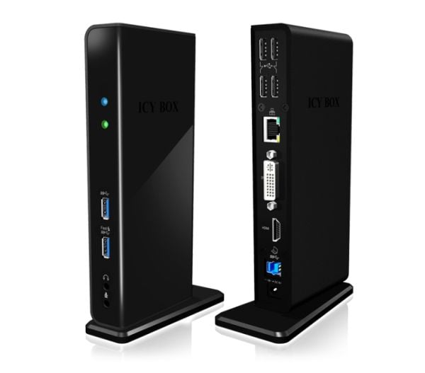 ICY BOX IB-DK2241AC - Dokkingstasjon - USB - DVI, HDMI - GigE