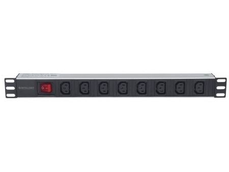 Intellinet 163620, 1U, Sort, Sølv, 8 AC-utganger, C13 kopling, 2 m, 110 - 250 V