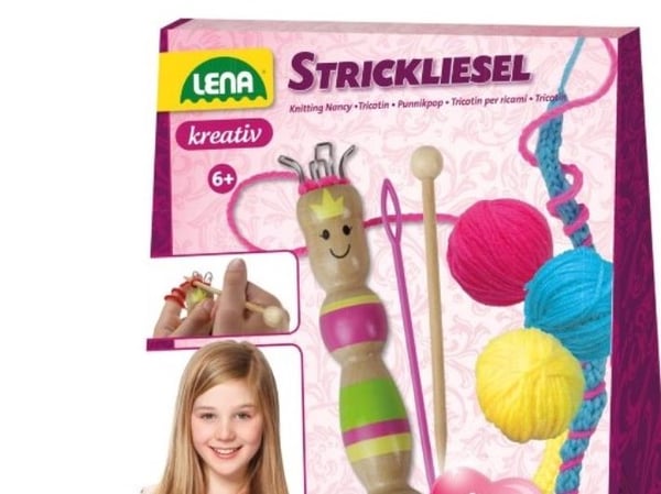 Lena Knitting Nancy, Strikkesett for barn, 6 år, Flerfarget