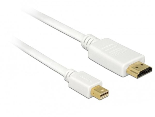 Delock - Adapterkabel - Mini DisplayPort hann til HDMI hann - 50 cm - tredobbeltskjermet snodd ledningspar - hvit - passiv