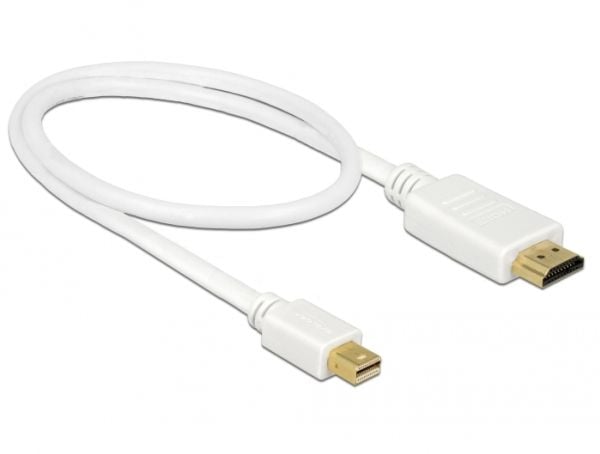 Delock - Adapterkabel - Mini DisplayPort hann til HDMI hann - 50 cm - tredobbeltskjermet snodd ledningspar - hvit - passiv