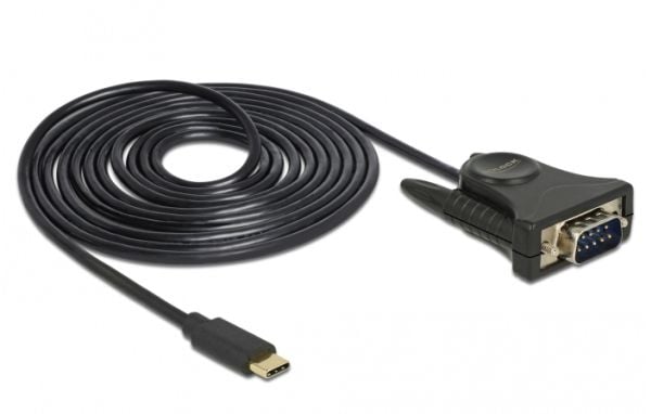 DeLOCK 62964, Musta, USB Type-C, RS-232, 1,8 m, Uros/uros