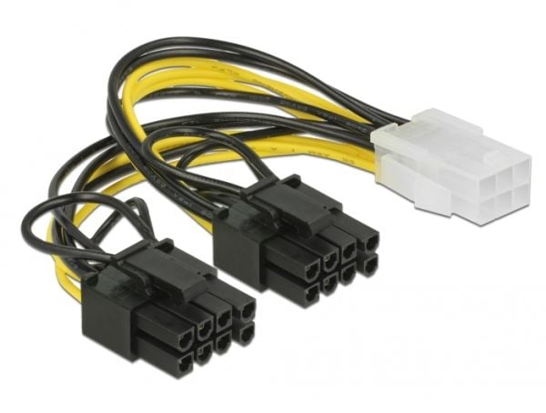 Delock - Strømkabel - 6-pins PCIe-strøm (hunn) til 8-pins PCIe-strøm (6+2) (hann) - 12 V - 15 cm - låst