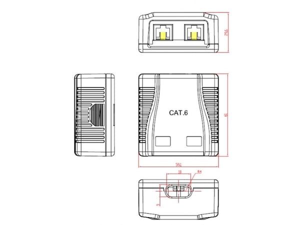 Cablexpert - Pinta-asennettava rasia verkoille - CAT 6 - FTP - RJ-45 X 2 - valkoinen