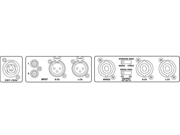 Monacor STA-1000D stereoforsterker klasse D PA, 1.200 W