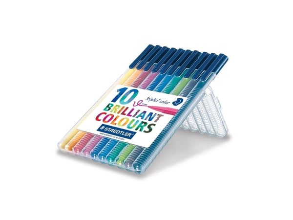 Fiberpen Staedtler 323 SB10 Triplus Color 1,0 mm ass. farver - (10 stk.)