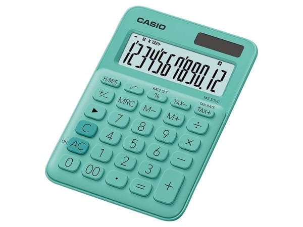Casio MS-20UC - Skrivebordskalkulator - 12 sifre - solpanel, batteri - grønn