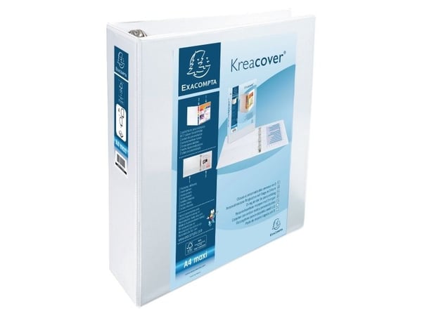 Innstikk ringperm exacompta kreacover, a4+, rygg 90 mm, hvit