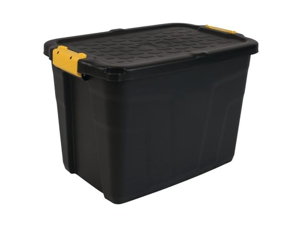 Opbevaringskasse, Strata Heavy Duty med låg, sort, 60 L