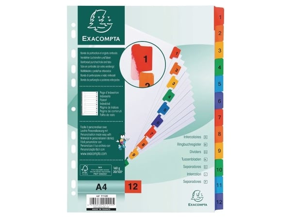 Exacompta 1112E, Valkoinen, Kartonki, A4, 160 g/m²