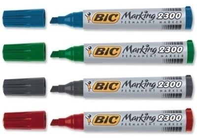 BIC Marking 2300 - Markør - permanent - svart, rød, blå, grønn - alkoholbasert blekk - 3.1-5.3 mm (en pakke 4)