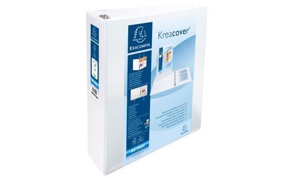 Innstikk ringperm exacompta kreacover, a4+, rygg 90 mm, hvit