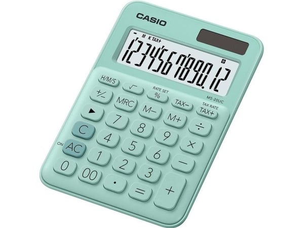 Casio MS-20UC - Skrivebordskalkulator - 12 sifre - solpanel, batteri - grønn