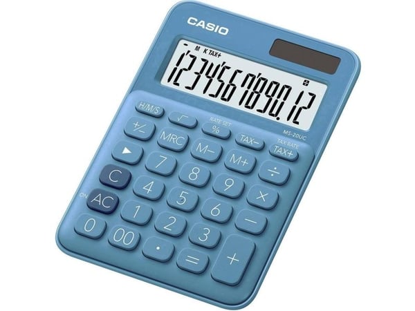 Casio MS-20UC - Skrivbordskalkylator - 12 siffror - solcellspanel, batteri - blå