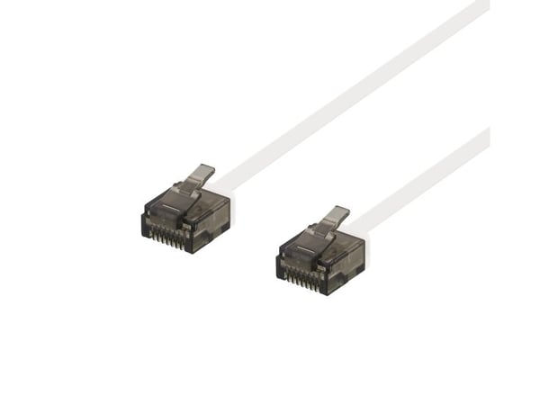 DELTACO - Koblingskabel - RJ-45 (hann) til RJ-45 (hann) - 15 cm - UTP - CAT 6a - flat - hvit