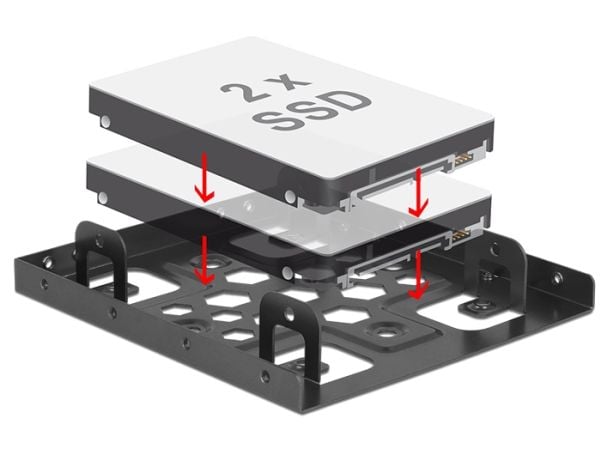 Delock - Uttagbar harddiskramme - 3.5" to 2 x 2.5" - svart