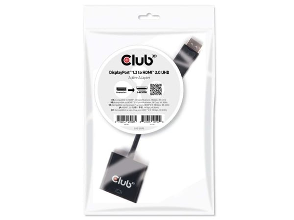 Club 3D - Video adapter - DisplayPort hann til HDMI hunn - 20.3 cm - 4K-støtte
