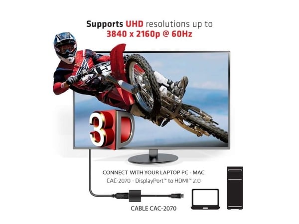 Club 3D - Video adapter - DisplayPort hann til HDMI hunn - 20.3 cm - 4K-støtte