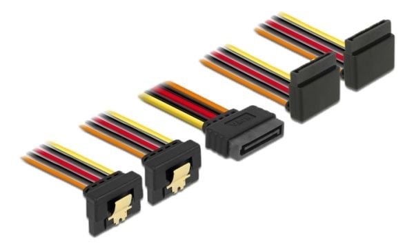Delock - Strømsplitter - SATA-strøm (P) låst til SATA-strøm (R) metallklips - 3.3 / 5 / 12 V - 50 cm - svart, gul, rød, oransje
