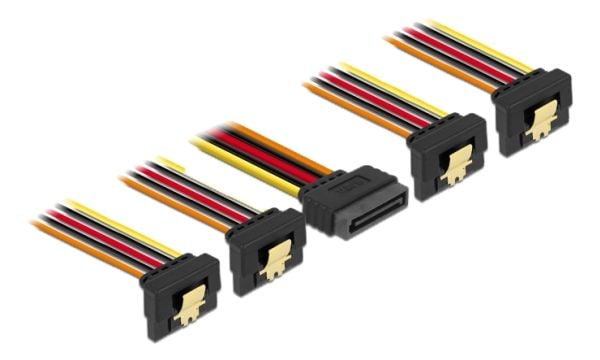DeLOCK 60166, 4 x SATA 15-pinninen, SATA 15-pinninen, 0,15 m, Uros, Naaras, Kulta